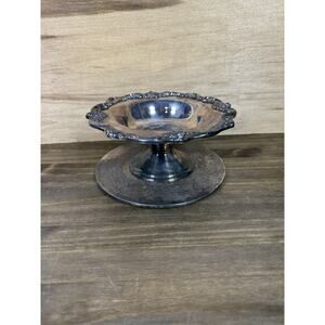 Vtg J.C. Co Japan Silverplate Compote Dish & Tray Set‎ Ornate Floral Etched